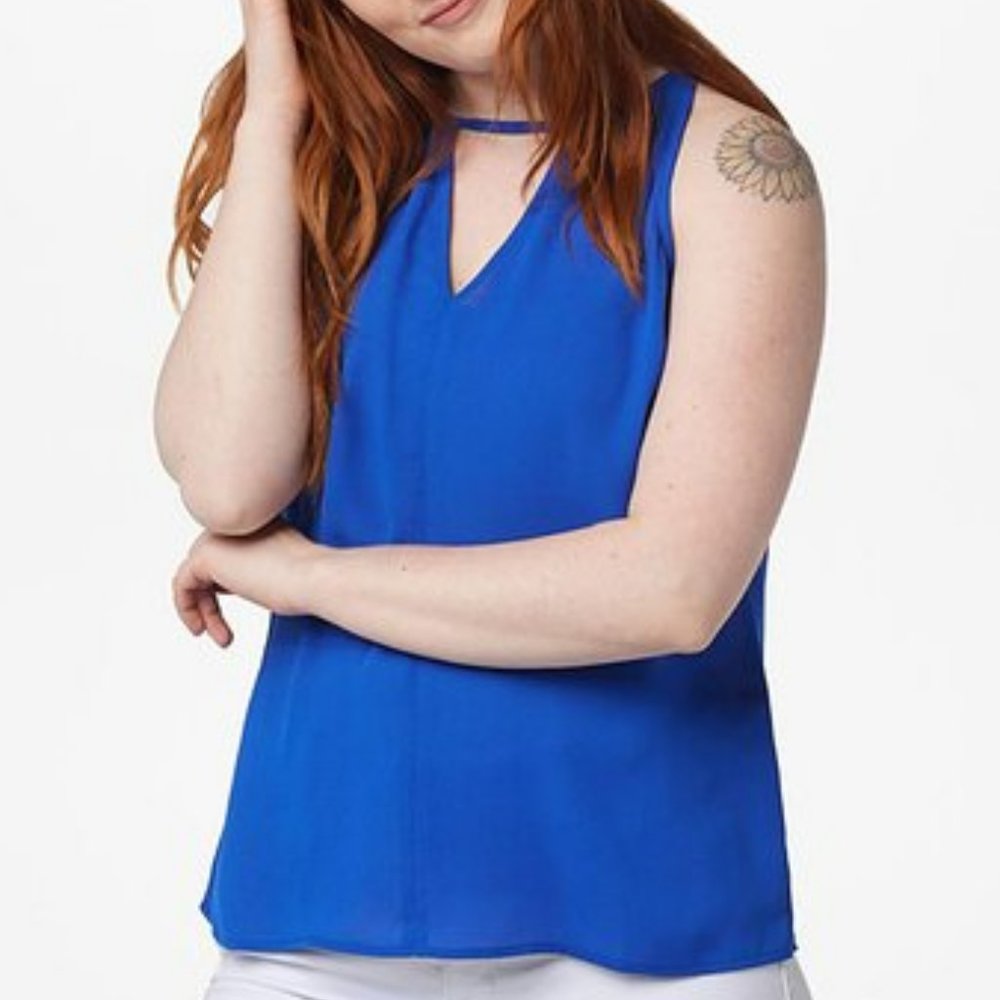 Sam Edelman Blue Sleeveless Choker-Cutout Top - Women Size: X-Small